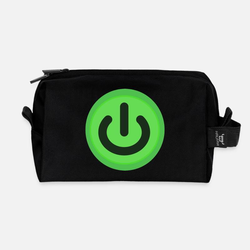 On / Off button Power Button Switch - Recycled Toiletry Zip Bag - black
