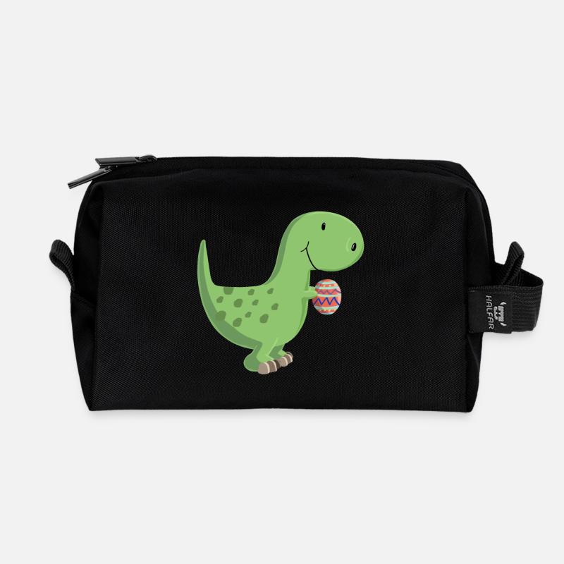 Dino mit Ei - Recycelte Kulturtasche - Schwarz