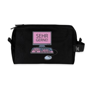 PC - Sehr gerne - pink - Recycelte Kulturtasche - Schwarz - Vorne