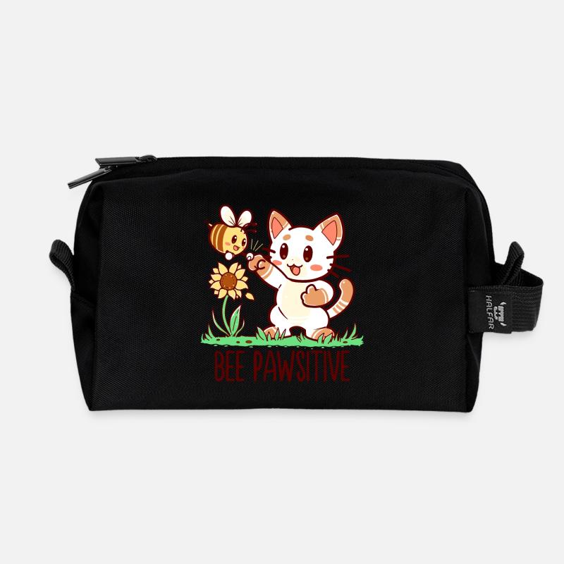 Bee Pawsitive - Recycled Toiletry Zip Bag - black