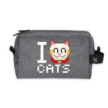 J'adore les chats - Trousse de toilette en tissu recyclé - anthracite - Devant
