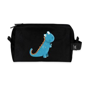 Lustiger Kleiner Dino I Jungen Kinder Geschenk - Recycelte Kulturtasche - Schwarz - Vorne