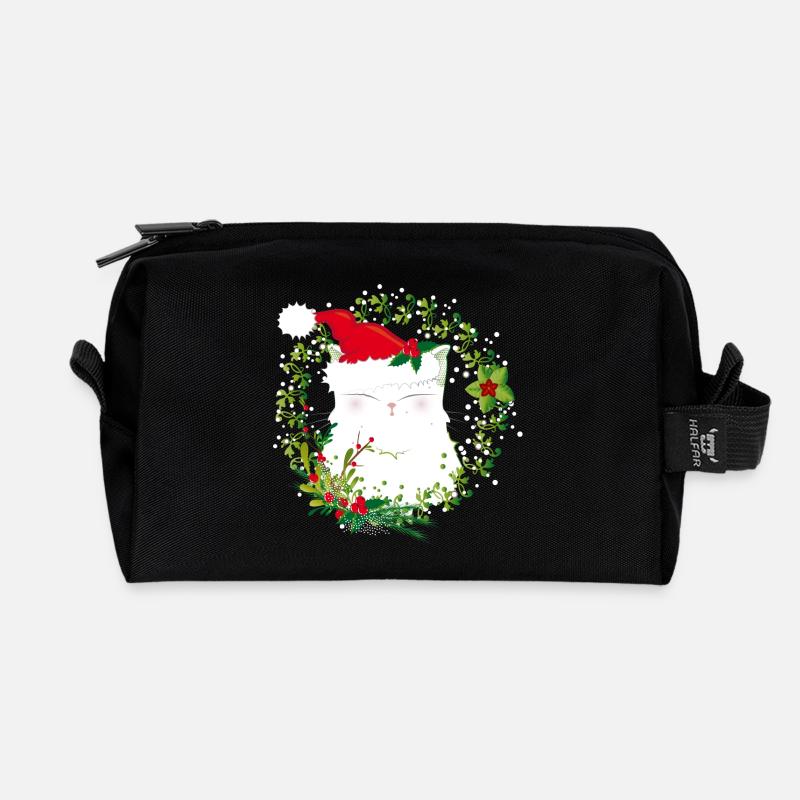 weihnachtliche Katze - Recycelte Kulturtasche - Schwarz