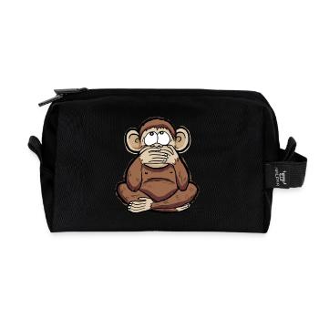 Iwazaru - monkey speaks no evil - Recycled Toiletry Zip Bag - black - Front