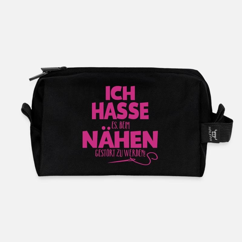 Ich hasse Nähen - Recycelte Kulturtasche - Schwarz