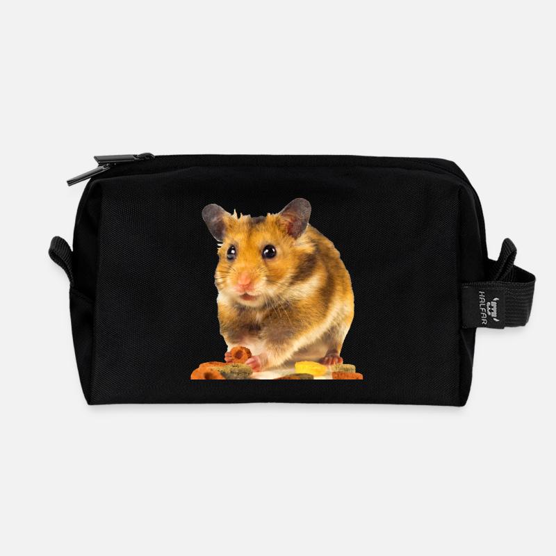 I am hamster - Recycled Toiletry Zip Bag - black
