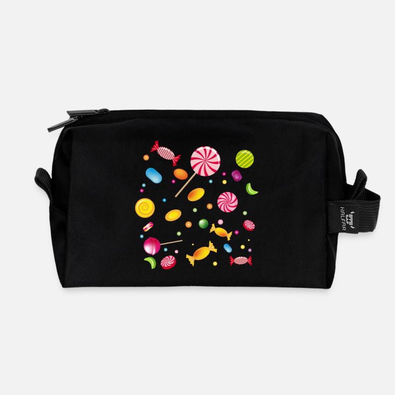 Eine Menge Süßigkeiten,Bonbons,Lollis und Kaugummi - Recycelte Kulturtasche - Schwarz