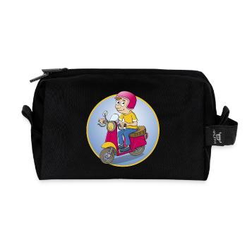 Der Rollerfahrer - Version1 - Recycelte Kulturtasche - Schwarz - Vorne