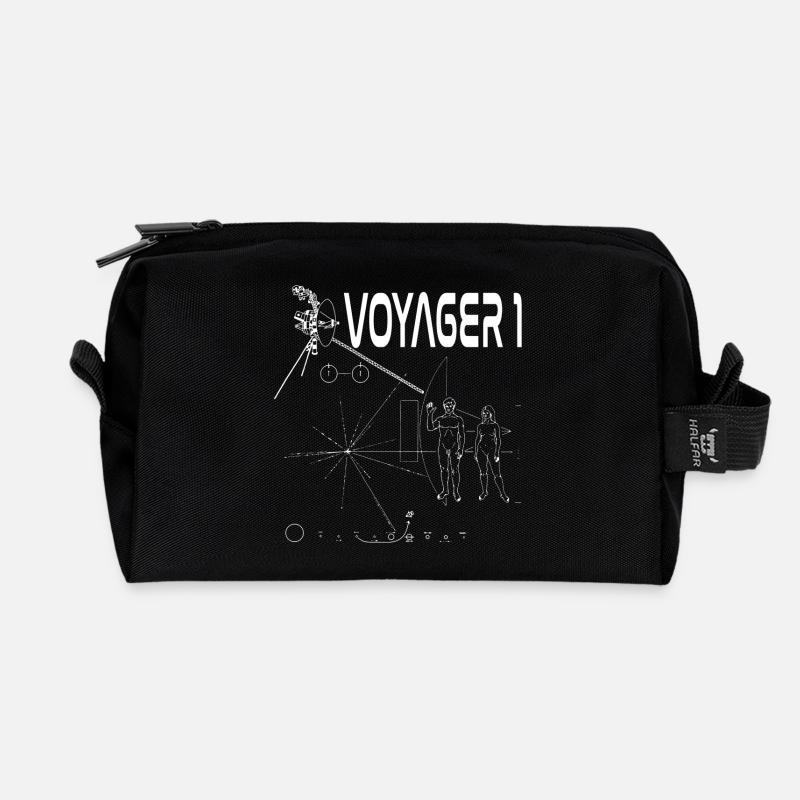 Voyager 1 Raumsonde weiß - Recycelte Kulturtasche - Schwarz