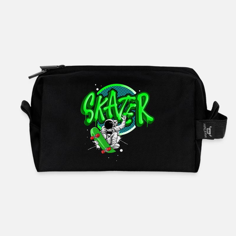 Skater - Recycelte Kulturtasche - Schwarz