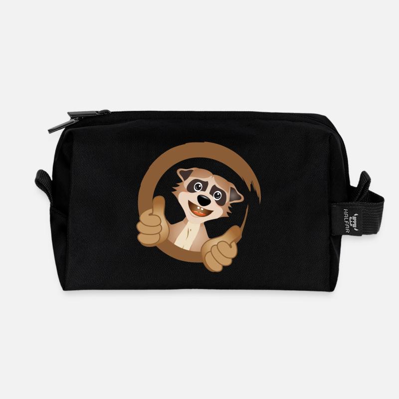 cooles Erdmännchen mit Daumen nach oben - Recycelte Kulturtasche - Schwarz