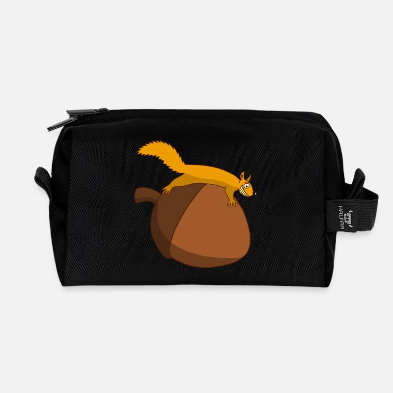 Das Eichhörnchen gegen die Eichel - Recycelte Kulturtasche - Schwarz