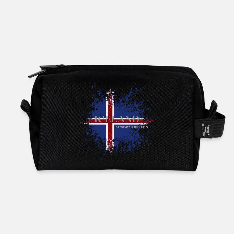 Flagge von Island Grunge, Isländischer Stolz - Recycelte Kulturtasche - Schwarz