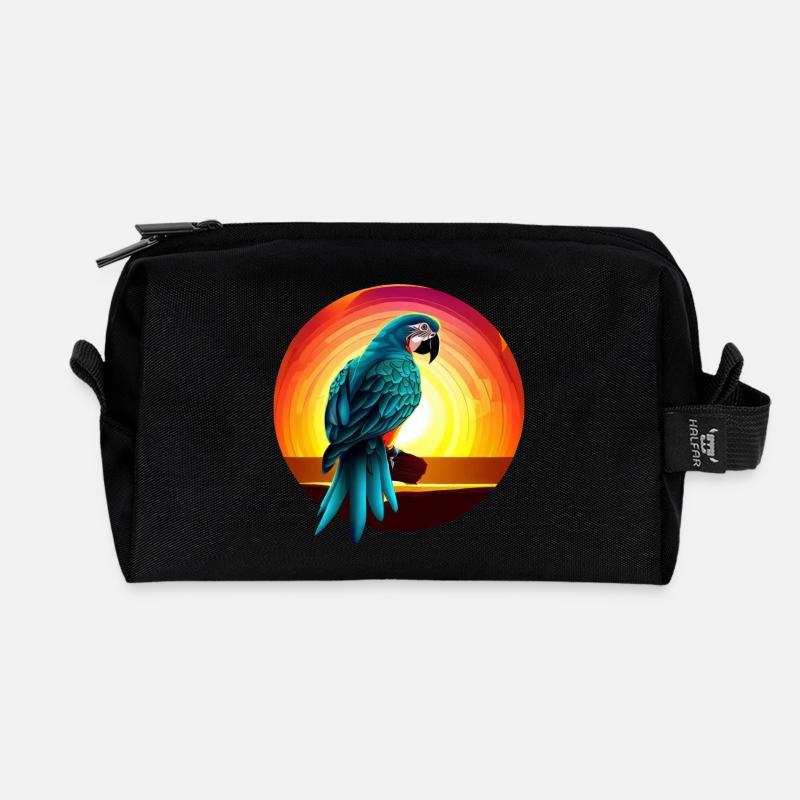 Papagei Sunset - Recycelte Kulturtasche - Schwarz