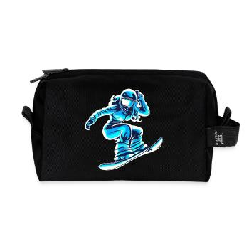 snowboarderin blau weiss frauen - Recycelte Kulturtasche - Schwarz - Vorne