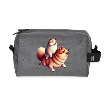 Shiba Inu Hund auf Rücken - Recycelte Kulturtasche - Anthrazit - Vorne