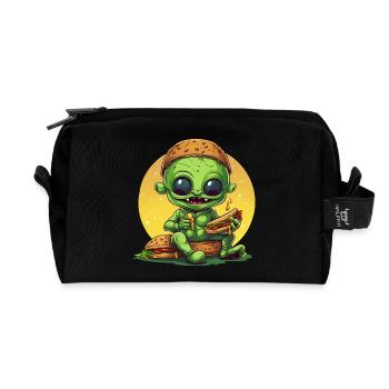 Alien Außerirdischer Burger Hot Dog Fast Food Suns - Recycled Toiletry Zip Bag - black - Front