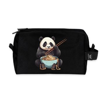 Panda Ramen: Nudelchaos - Recycelte Kulturtasche - Schwarz - Vorne