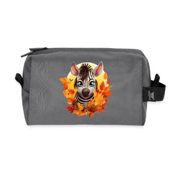 Zebra im Herbst: Laub & Sonnenuntergang - Recycelte Kulturtasche - Anthrazit - Vorne
