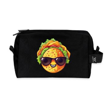 Kawaii Fast Food Delight: Burger Trio - Recycled Toiletry Zip Bag - black - Front