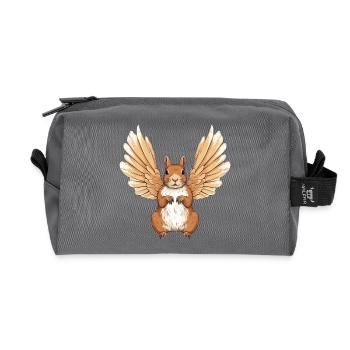 Süßes Hasen-Engel-Design - Recycelte Kulturtasche - Anthrazit - Vorne