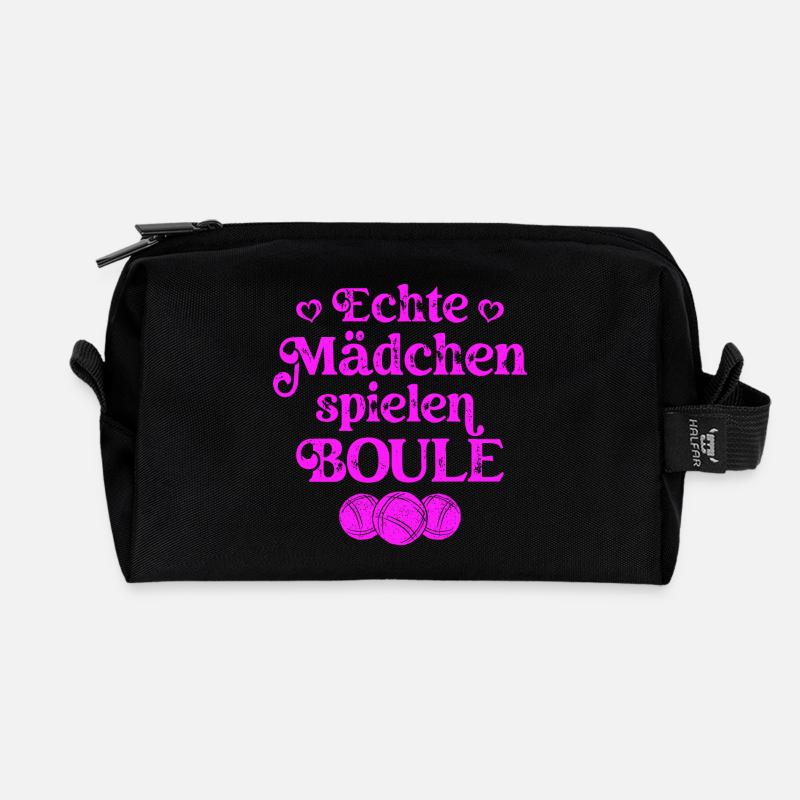 Echte Mädchen spielen Boule Bouler Boccia Spiel - Recycelte Kulturtasche - Schwarz