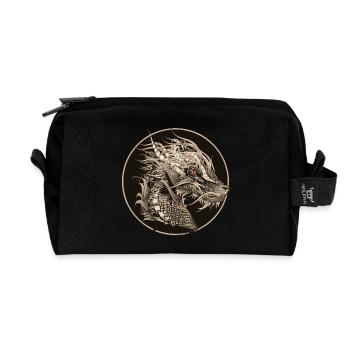 Patch de dragon mystique astucieusement conçu - Trousse de toilette en tissu recyclé - noir - Devant