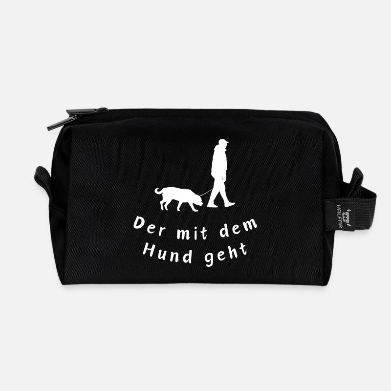 Der mit dem Hund geht - Hundespaziergang Design - Recycelte Kulturtasche - Schwarz