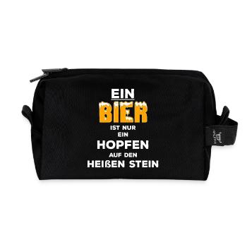 Ein Bier.. Hopfen auf den heissen Stein - Wortwitz - Recycelte Kulturtasche - Schwarz - Vorne