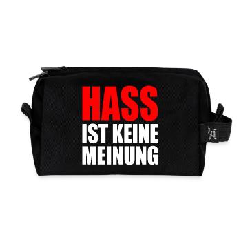 hass ist keine meinung - Recycelte Kulturtasche - Schwarz - Vorne