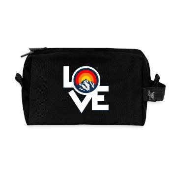 Ich Liebe Berge – I Love Mountains Retro Design - Recycelte Kulturtasche - Schwarz - Vorne