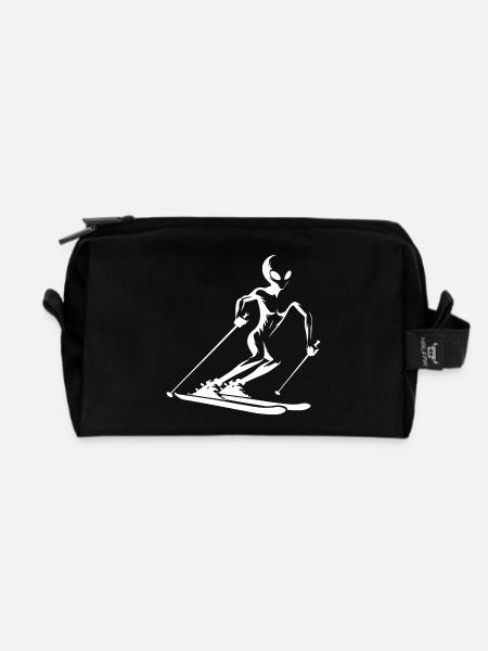 Alien Skifahrer Silhouette für minimalistischen - Recycelte Kulturtasche - Schwarz