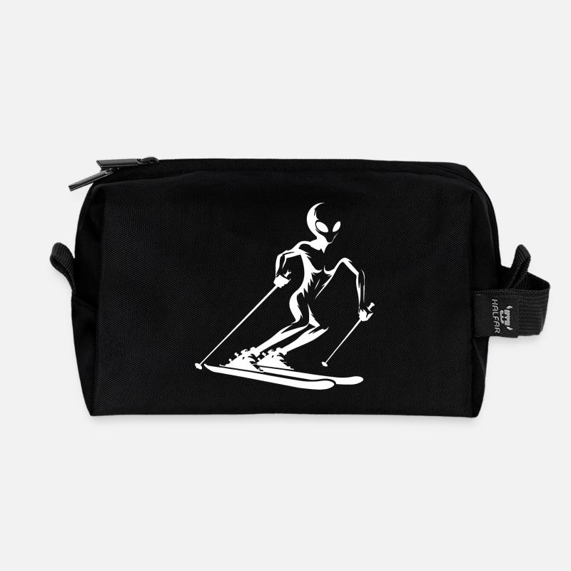 Alien Skifahrer Silhouette für minimalistischen - Recycelte Kulturtasche - Schwarz