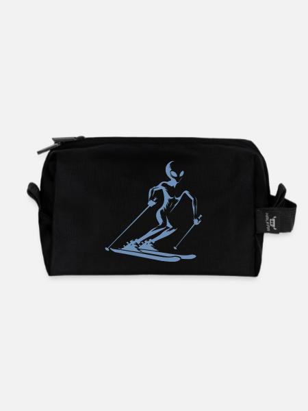 Alien Skifahrer Silhouette für minimalistischen - Recycelte Kulturtasche - Schwarz