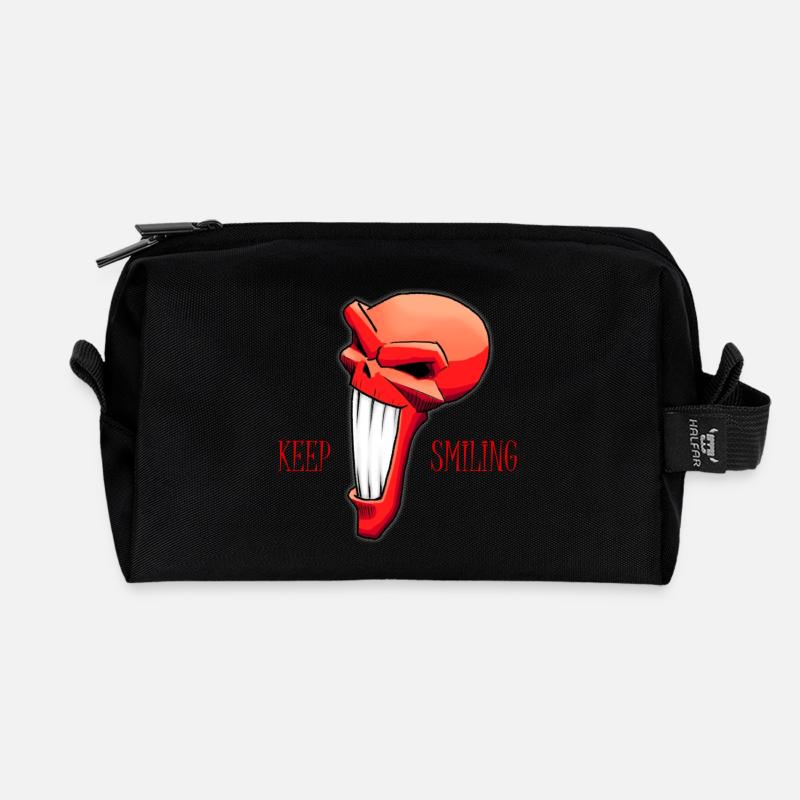Keep Smiling - Recycelte Kulturtasche - Schwarz