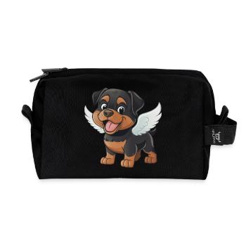 Süßer Rottweiler Engel Cartoon - Recycelte Kulturtasche - Schwarz - Vorne