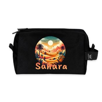 Sahara : la magie du désert au Maroc et en Égypte - Trousse de toilette en tissu recyclé - noir - Devant