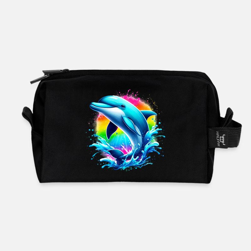 Delfin - Recycelte Kulturtasche - Schwarz