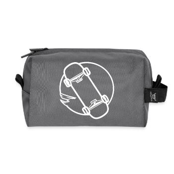 Skateboard Drawing - Recycled Toiletry Zip Bag - anthracite - Front