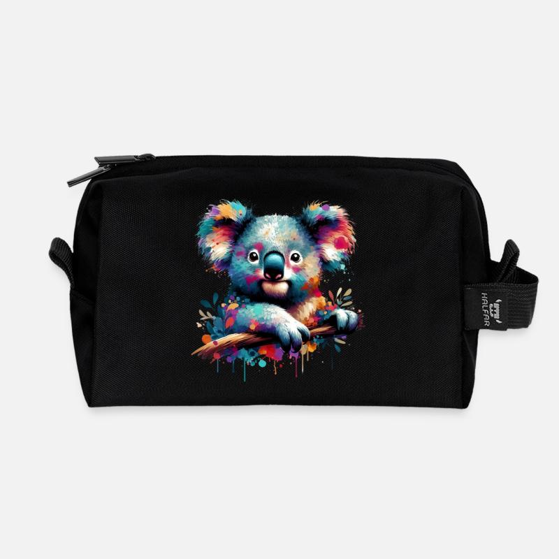 Koala - Recycelte Kulturtasche - Schwarz