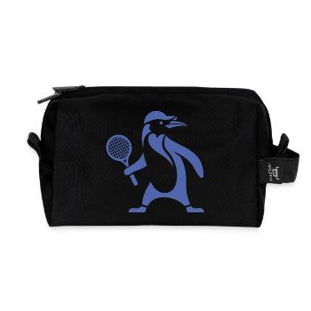 Pinguin Tennis Tennisspieler Silhouette - Recycelte Kulturtasche - Schwarz - Vorne