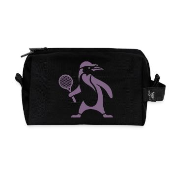 Pinguin Tennis Tennisspieler Silhouette minimalist - Recycelte Kulturtasche - Schwarz - Vorne