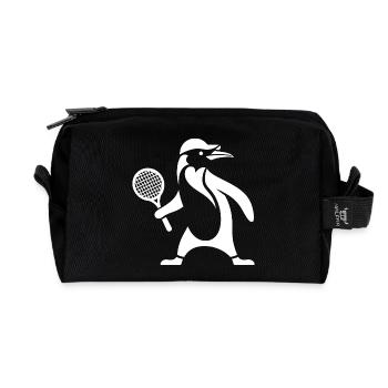 Pinguin Tennis Tennisspieler Silhouette - Recycelte Kulturtasche - Schwarz - Vorne