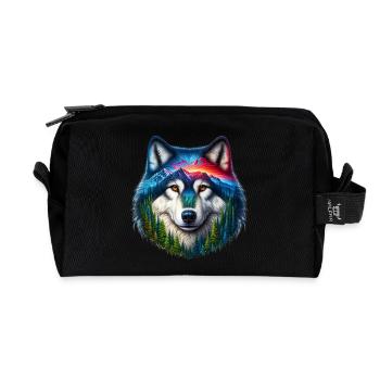 Wolf - Recycled Toiletry Zip Bag - black - Front