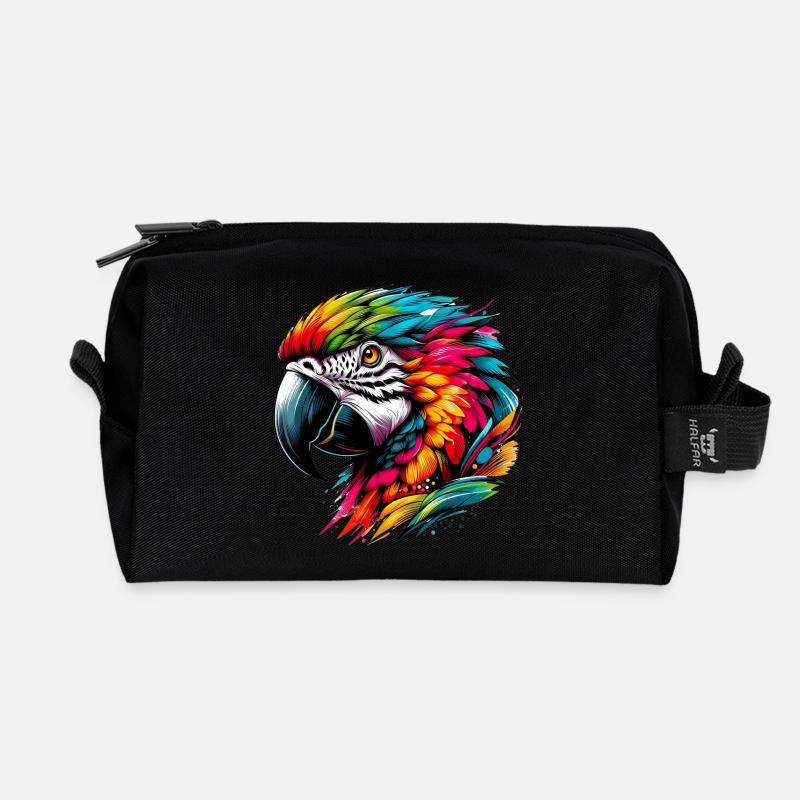 Papagei - Recycelte Kulturtasche - Schwarz