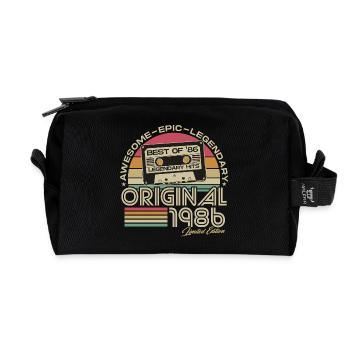 1986 Vintage Vintage Rétro Cadeau d’anniversaire - Trousse de toilette en tissu recyclé - noir - Devant
