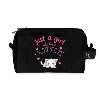 Just a girl who loves kitten cute kitten kawaii - Recycled Toiletry Zip Bag - black - Front