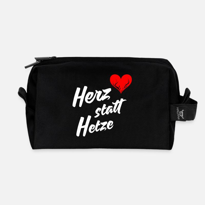 Herz statt Hetze - Recycelte Kulturtasche - Schwarz