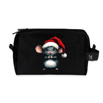 Souris du Père Noël - Trousse de toilette en tissu recyclé - noir - Devant