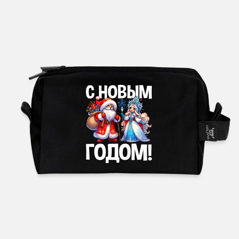 Ded Moroz Snegurotschka russischer Weihnachtsmann - Recycelte Kulturtasche - Schwarz